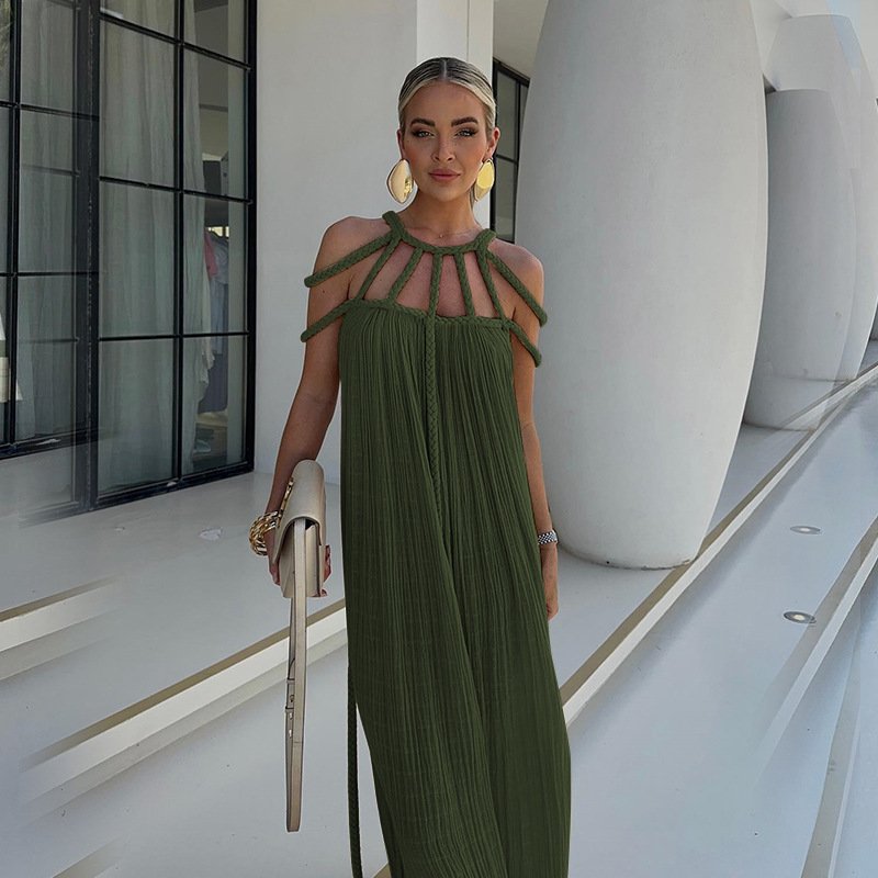 2024 Hot Selling Boho Sexy Camisole Long White Beach Skirt Casual Holiday Womens Boho Dresses For Factory Direct