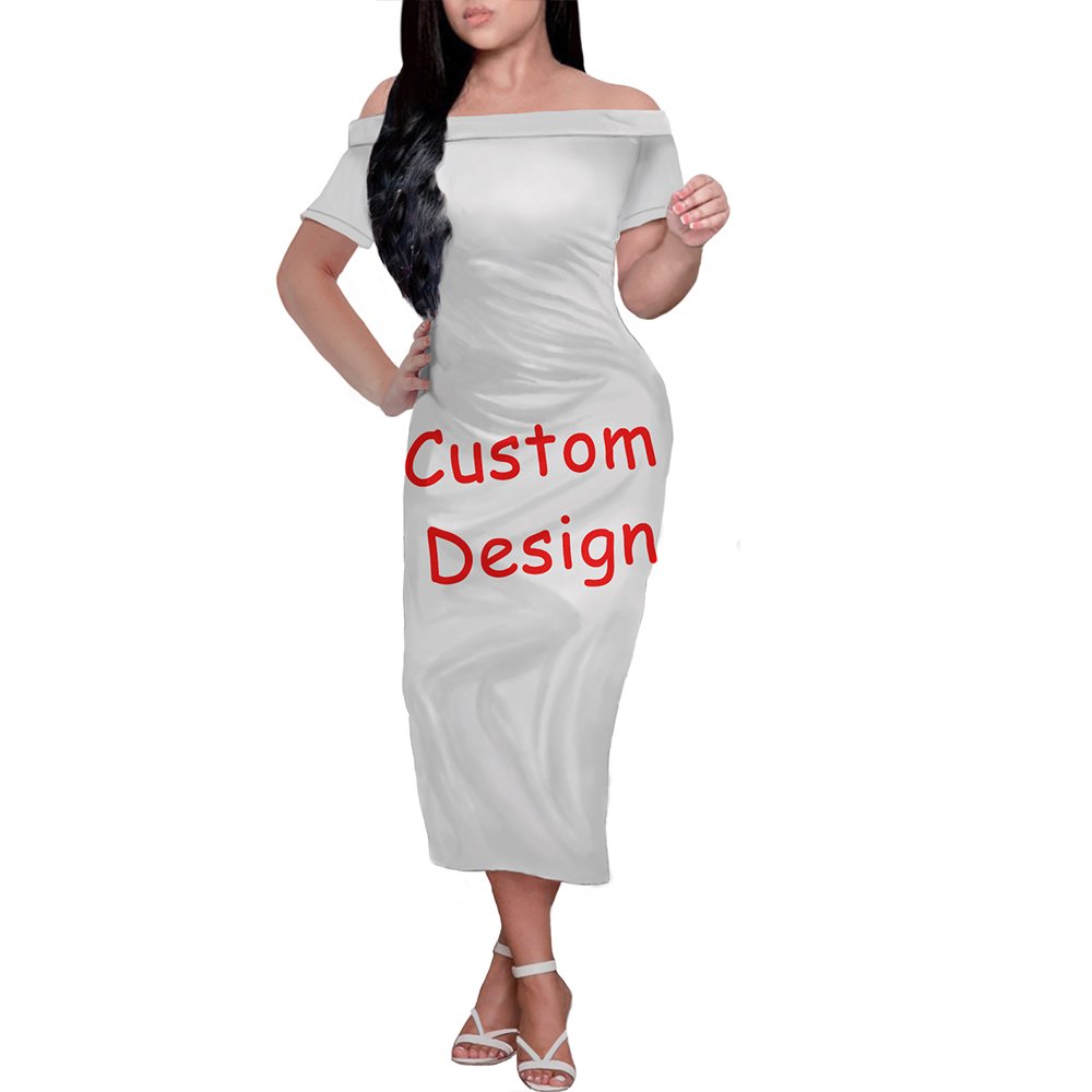 Wholesale dress Polynesian clothing Printed off shoulder maxi dress short sleeve casual dress Women 2021