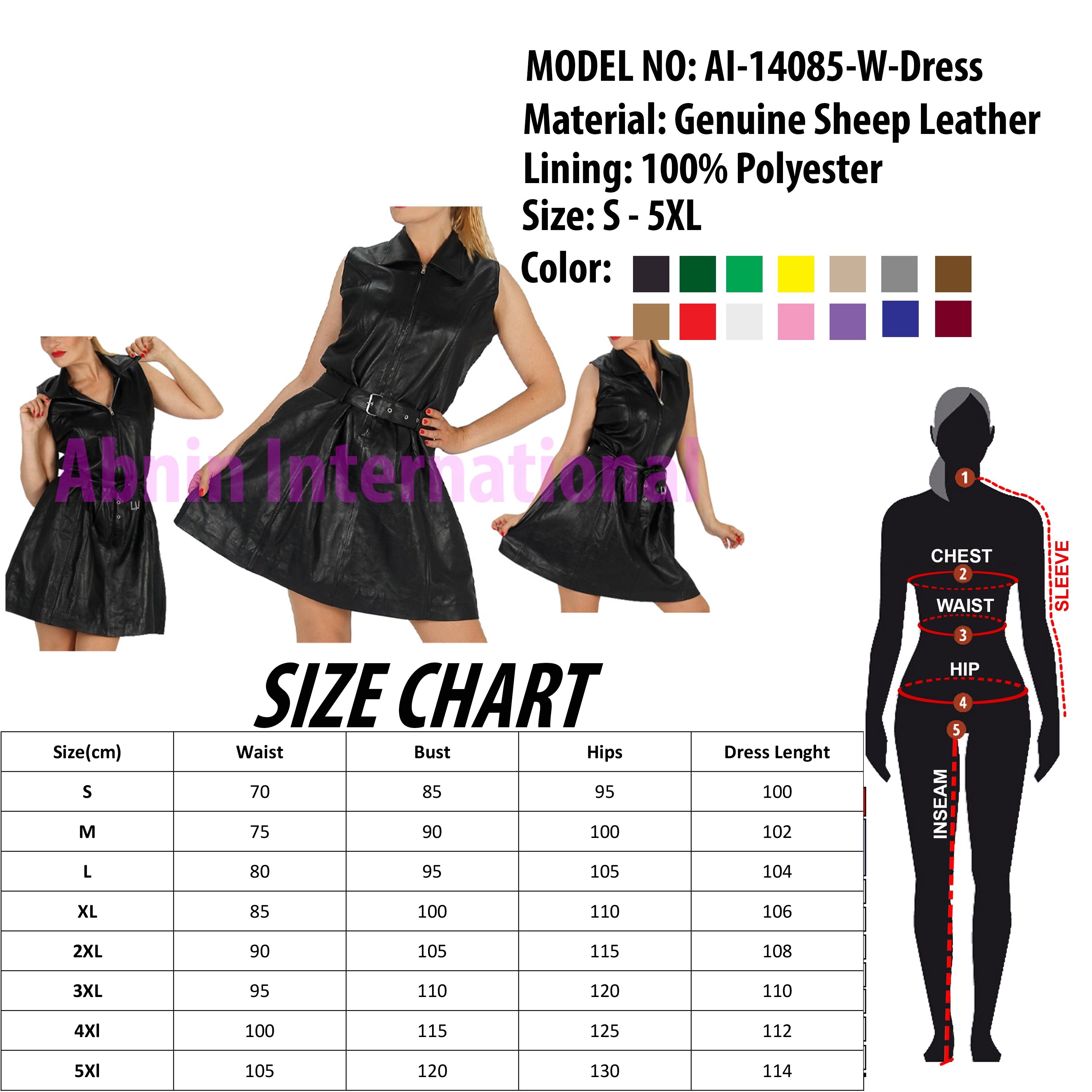 High Quality Pakistan Made Genuine Sheep Leather Women Dress/Breathable Women Leather Casual Dress