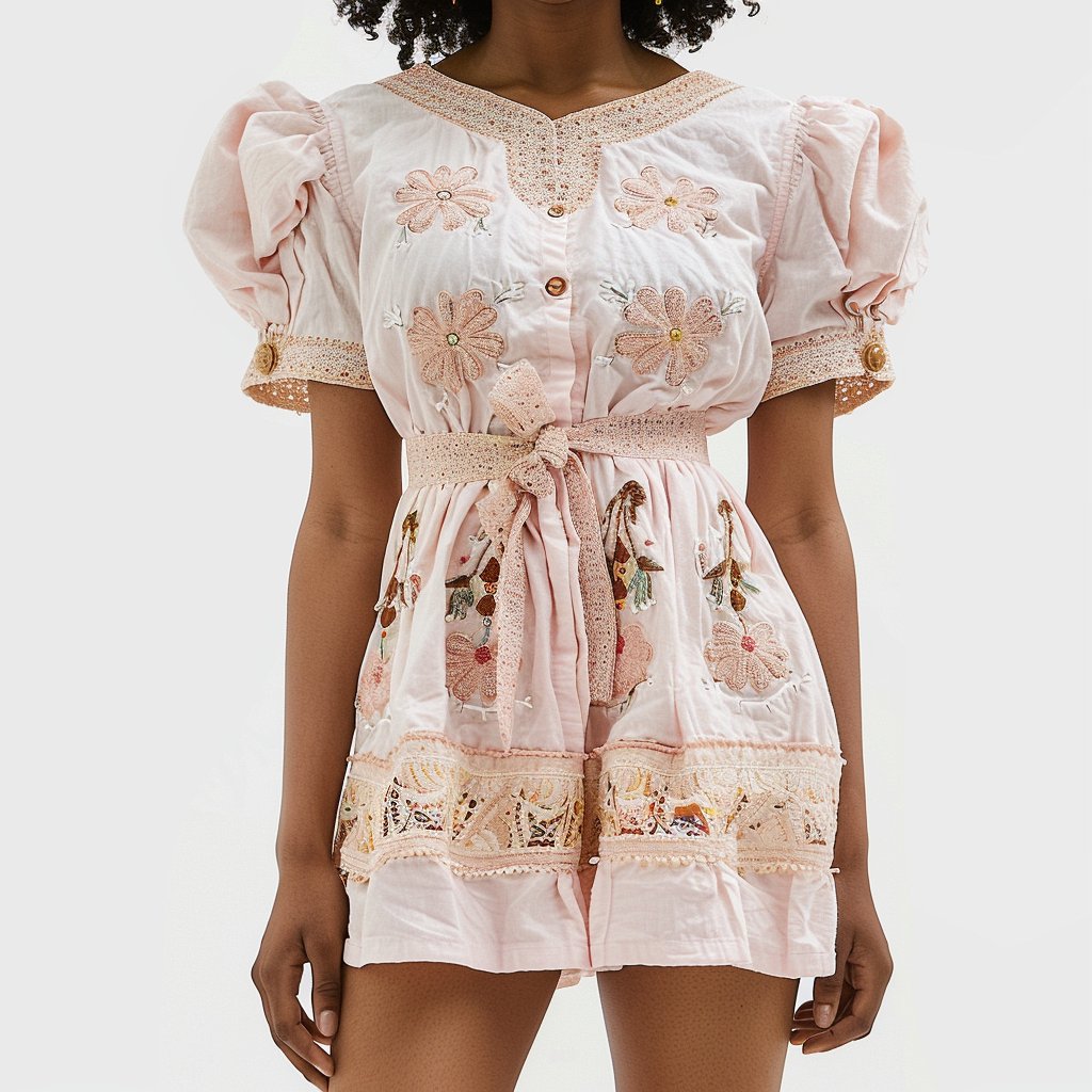 New Design Puff Sleeves Embroidery Boho Dresses Women Casual Dress Dresses Women Lady Elegant