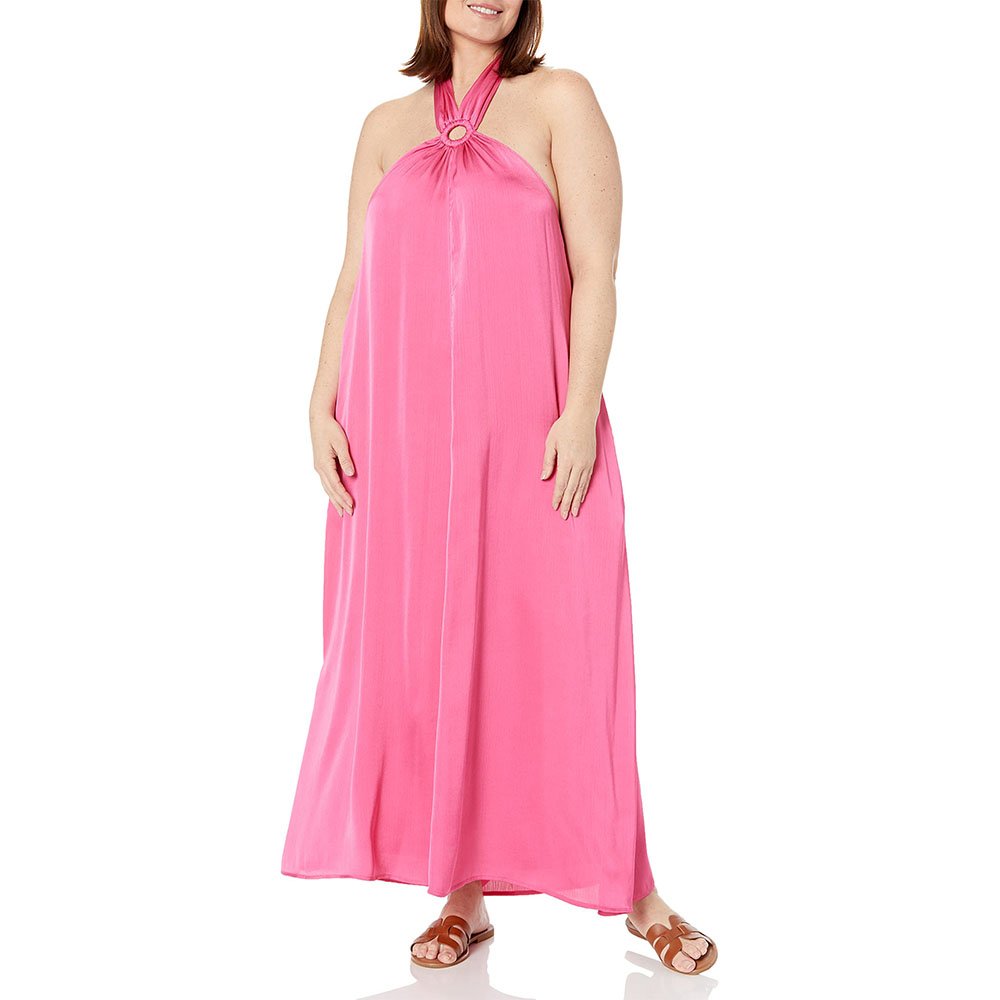 2023 Women Summer Fashion Stripe Maxi Dress Daily Plus Size Halter Neck Sexy Elegant Casual Sweater Soft Loose Tie Back Elegant