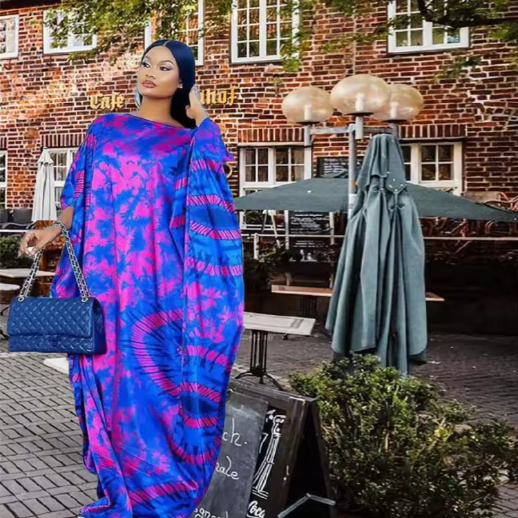 Hot Selling Items European American Style Summer Oversized Casual Robe African New Printed Women Dress 2024
