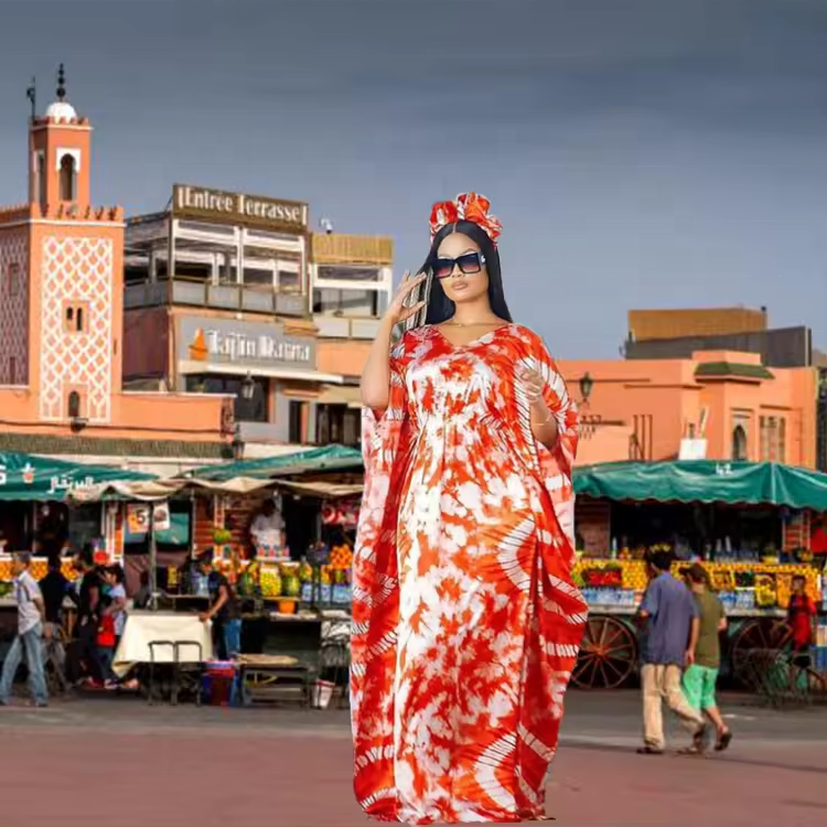 Hot Selling Items European American Style Summer Oversized Casual Robe African New Printed Women Dress 2024