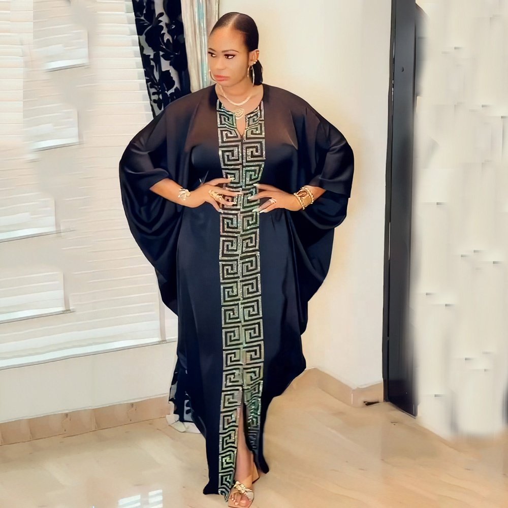 Sale africa dress Long Dresses Women Maxi Casual Ladies rayon Silk Robes Women rhinestone Matric Farewell Dresses Evening