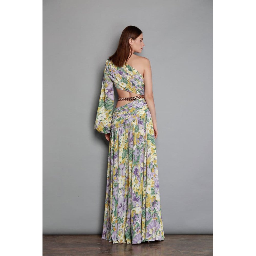 Wholesale womens clothing chiffon floral casual dress one-the-shoulder elegant flower dresses