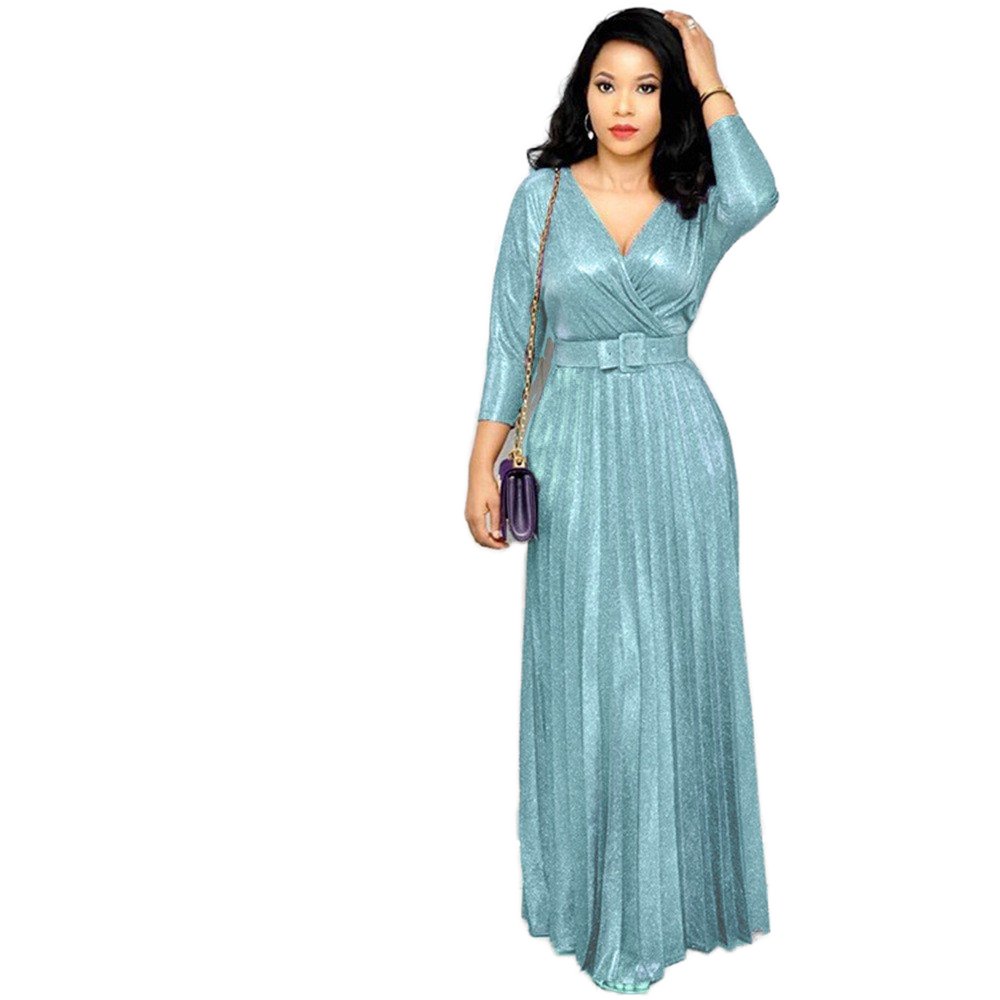 Linda Fashion Large Swing Skirt Belt Gold-plated Pleated Casual Party Long Floor-length Autumn Chiffon Breathable Bright Pink