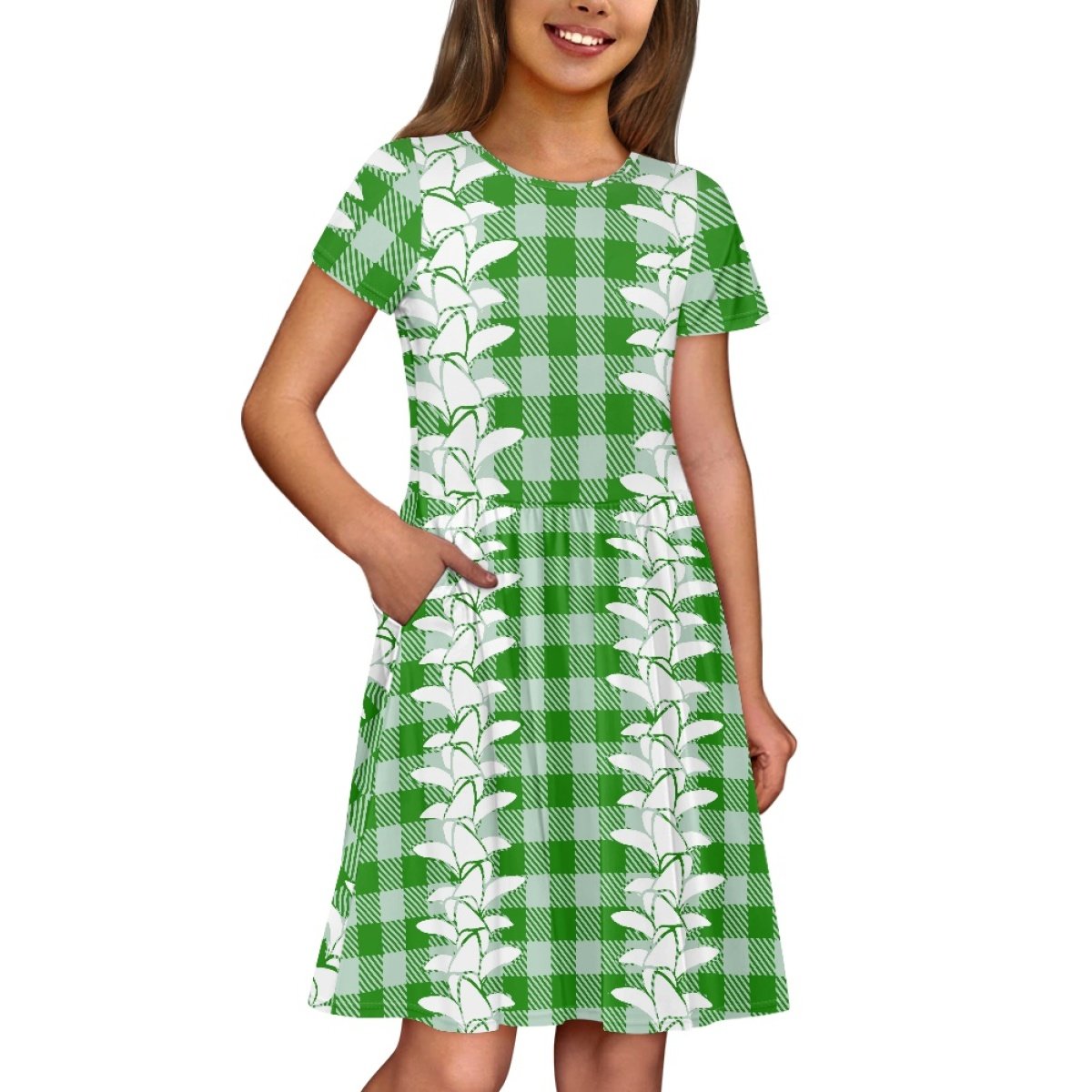 Dropshipping Clothing Women Personalized Customization Comfortable Hawaii Palaka Short Sleeve Children's Dress