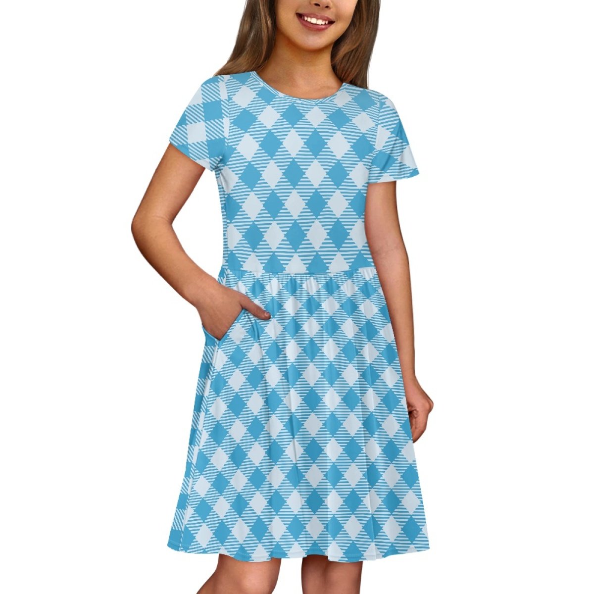 Dropshipping Clothing Women Personalized Customization Comfortable Hawaii Palaka Short Sleeve Children's Dress