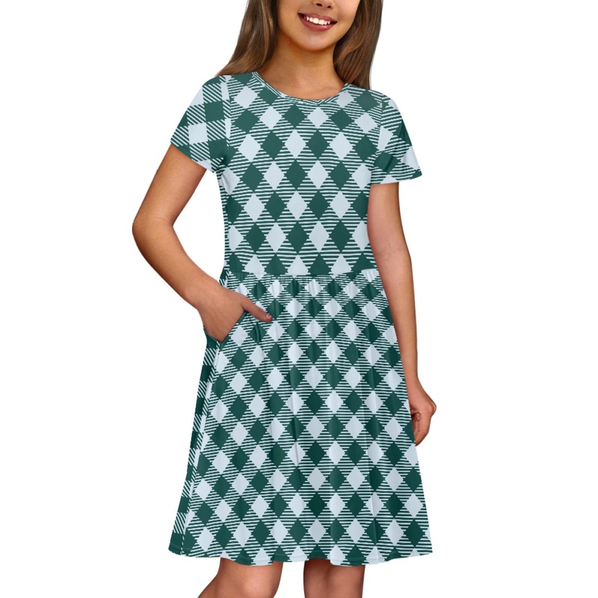 Dropshipping Clothing Women Personalized Customization Comfortable Hawaii Palaka Short Sleeve Children's Dress