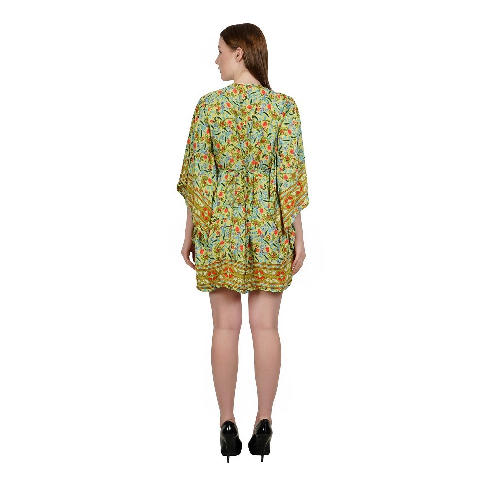 High Quality Assured Stylish Floral Printed Pattern Short Dress Top with Long Sleeves and V-neck Design for Girls and Women