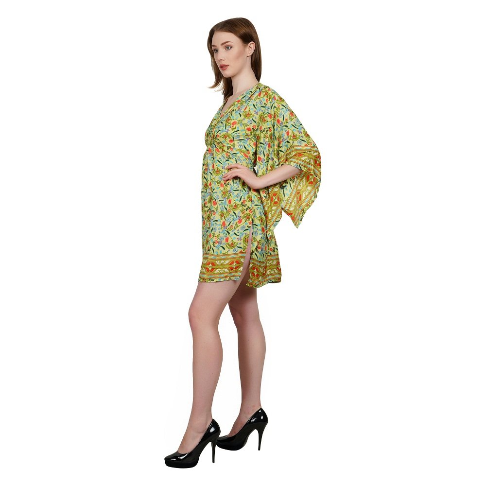 High Quality Assured Stylish Floral Printed Pattern Short Dress Top with Long Sleeves and V-neck Design for Girls and Women