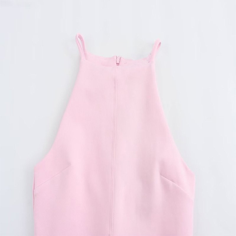 ZATRHMBM Women 2024 Summer New Fashion Multicolor Halter Neck Mini Dress Vintage Sleeveless Female Dresses Vestidos Mujer
