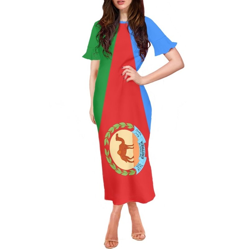 Sublimation Women Fashion Ethiopian Dress Summer Casual Custom Cross Ethiopia Evening Dresses Women Elegant Clothing In Bulk