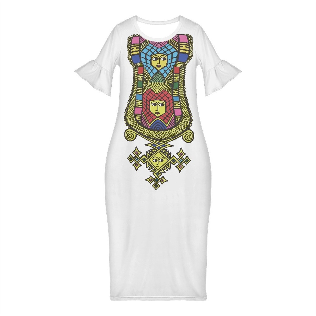 Sublimation Women Fashion Ethiopian Dress Summer Casual Custom Cross Ethiopia Evening Dresses Women Elegant Clothing In Bulk