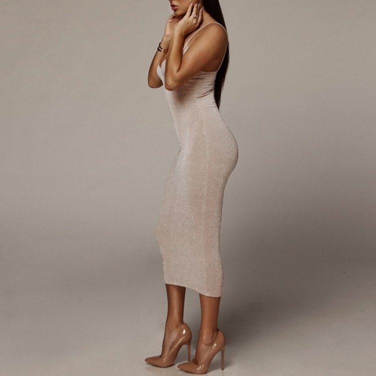Professional Summer knitted Sleeveless Women Casual Elegant Bodycon Long Dresses