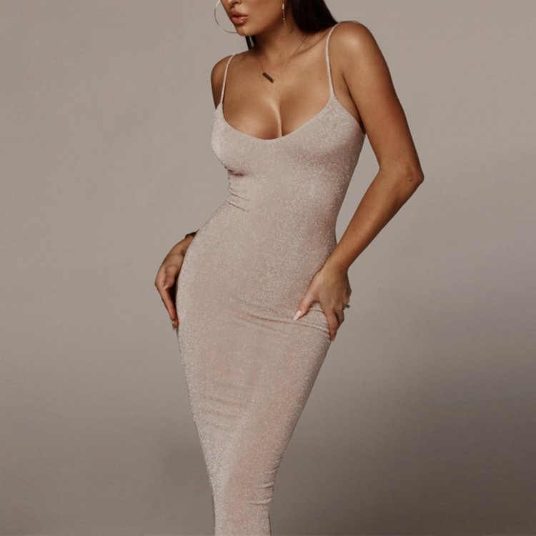 Professional Summer knitted Sleeveless Women Casual Elegant Bodycon Long Dresses
