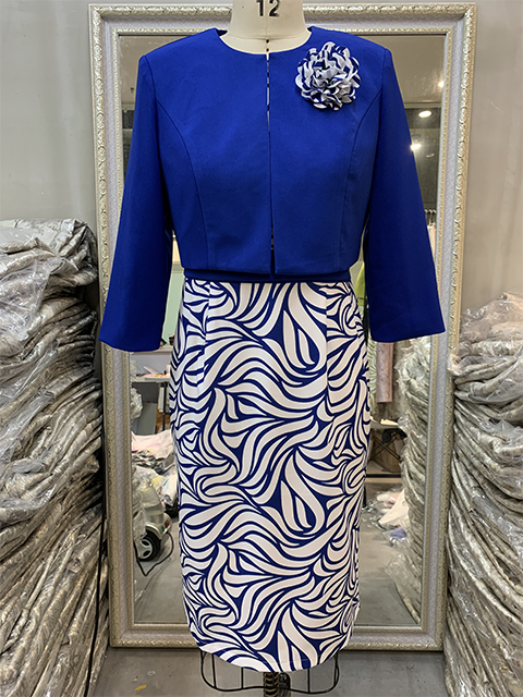 Wholesale Polyester Spandex Woven Floral Print O-neck Church Dresses Plus Size Vintage Women Occasional Dress