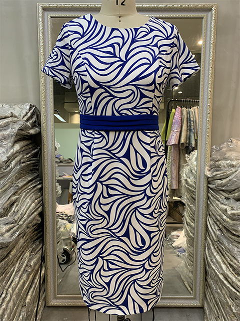 Wholesale Polyester Spandex Woven Floral Print O-neck Church Dresses Plus Size Vintage Women Occasional Dress
