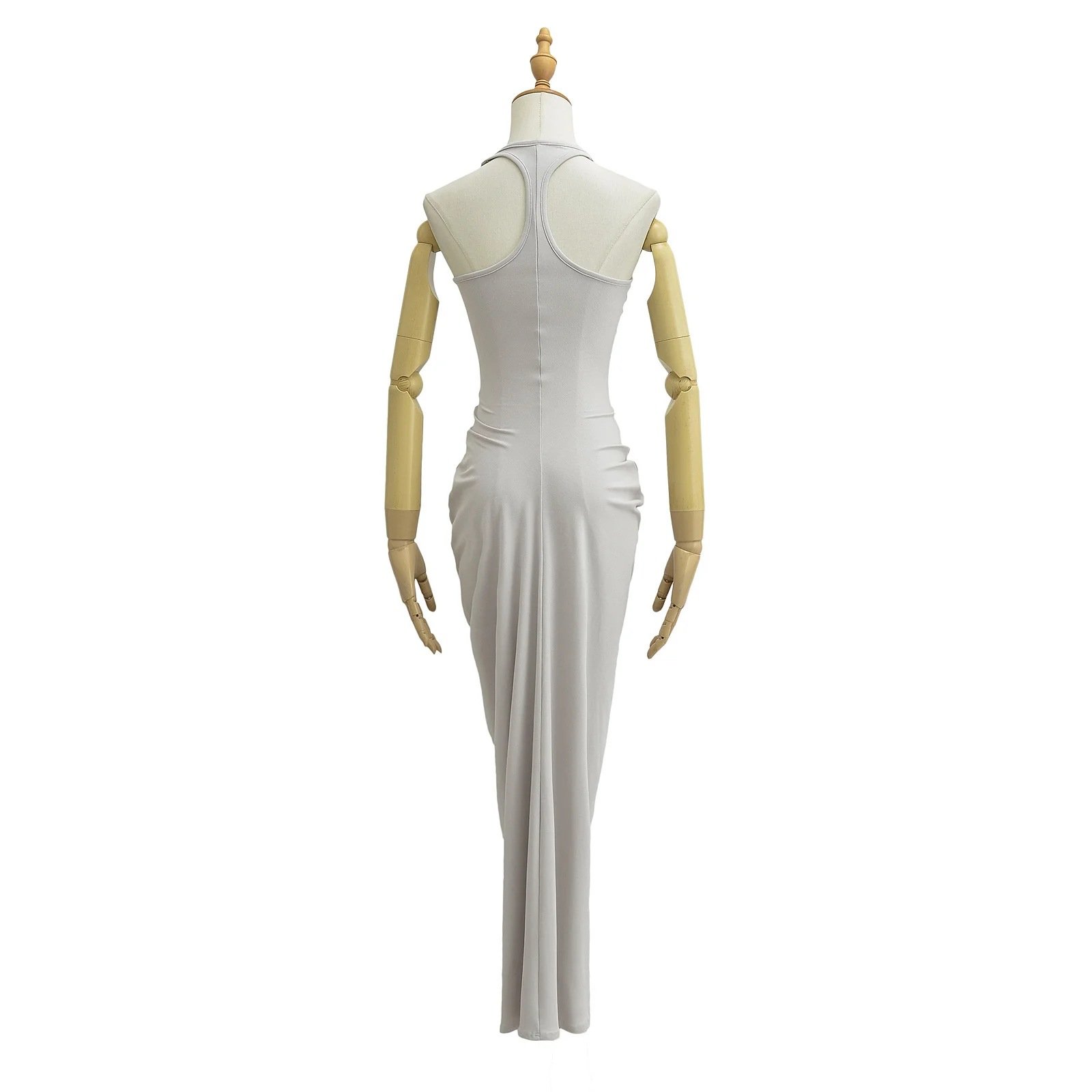 New Fashion Solid Plain Sexy Summer V Neck Collar Long Maxi Bodycon Sleeveless Casual Lady Dresses Women's Dresses
