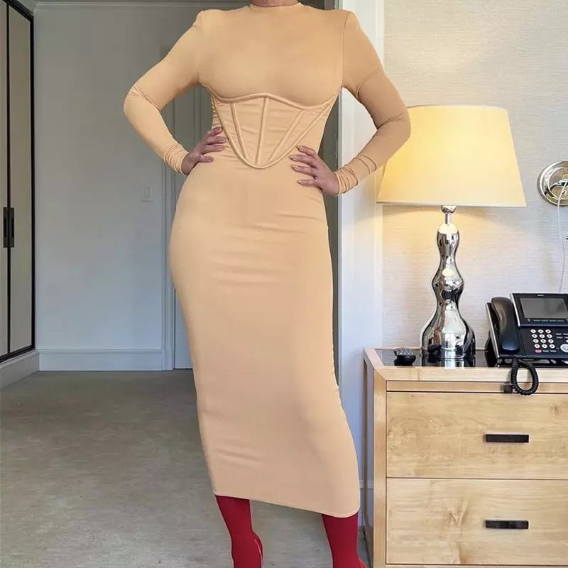 New arrivals spring 2023 women s clothing maxi long sleeve bodycon casual dresses