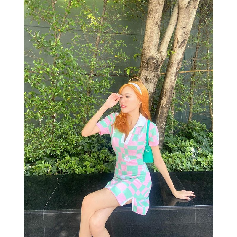 2024 Trendy Clothing Floral Short Sleeve Sweet Designer Knitted Y2K Top Bodycon Summer Women Casual Dress