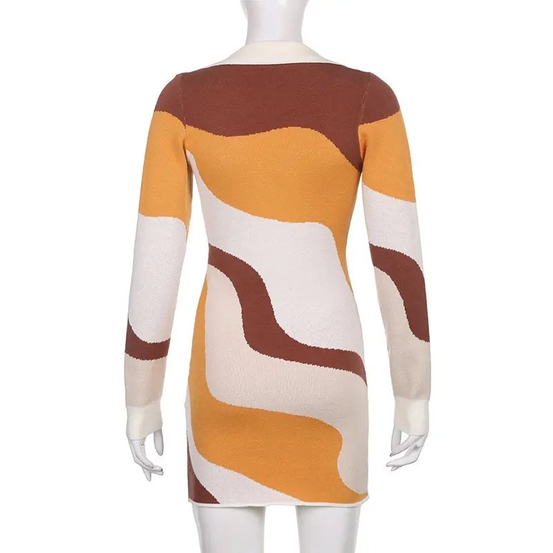Factory dropshipping fashion dresses stylish polo shirts bodycon sweater knitted womens dresses