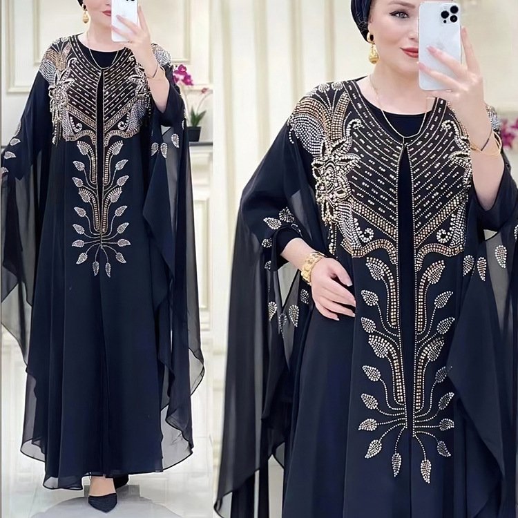 Liu Ming Wholesale 2024 Luxury Women Kaftan Islam Kimono Robe Caftan Ramadan Dubai Evening Gown Abayas Muslim Dress