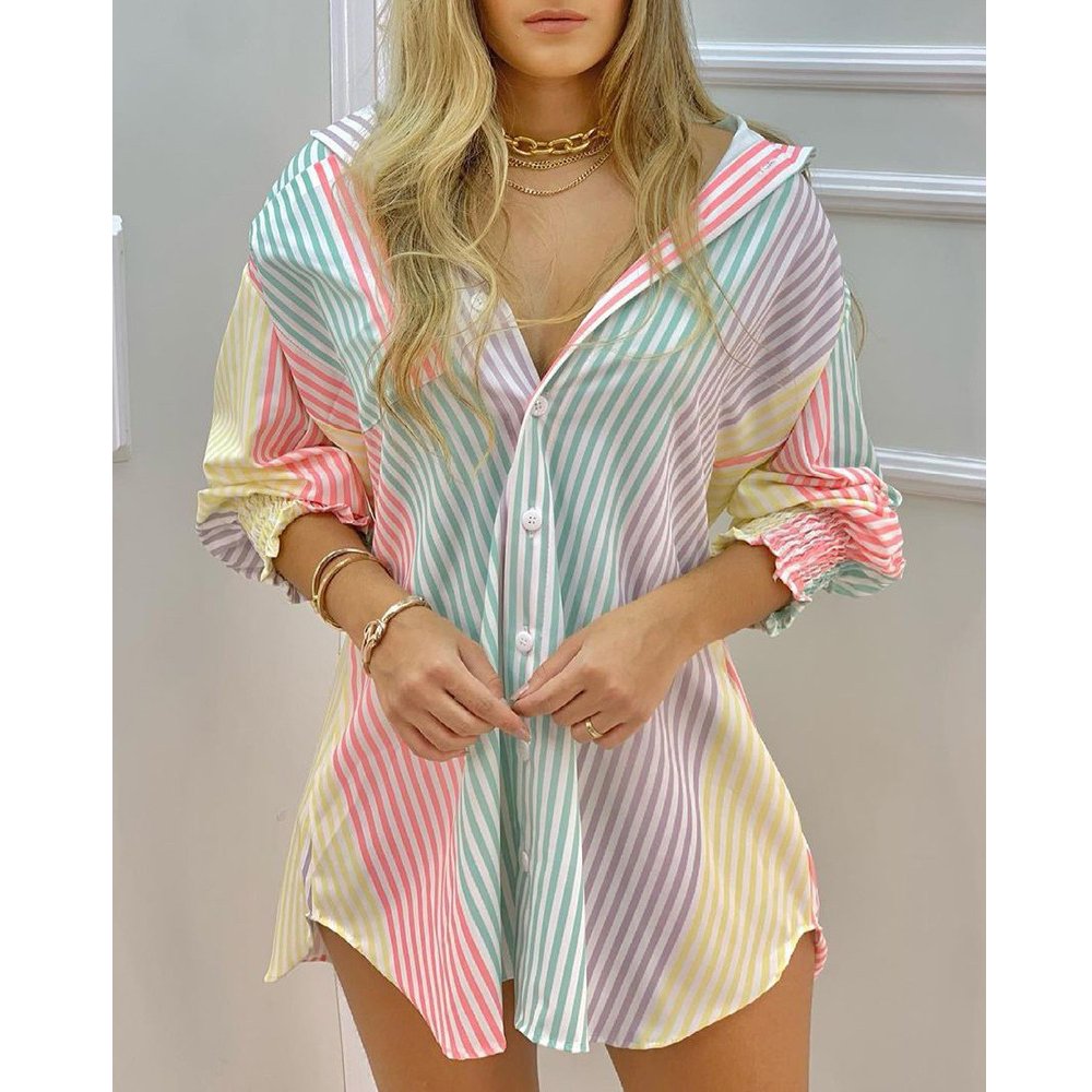 new arrivals casual dresses spring woman rainbow dress designer clothes Shirt blouses frocks for women dresses
