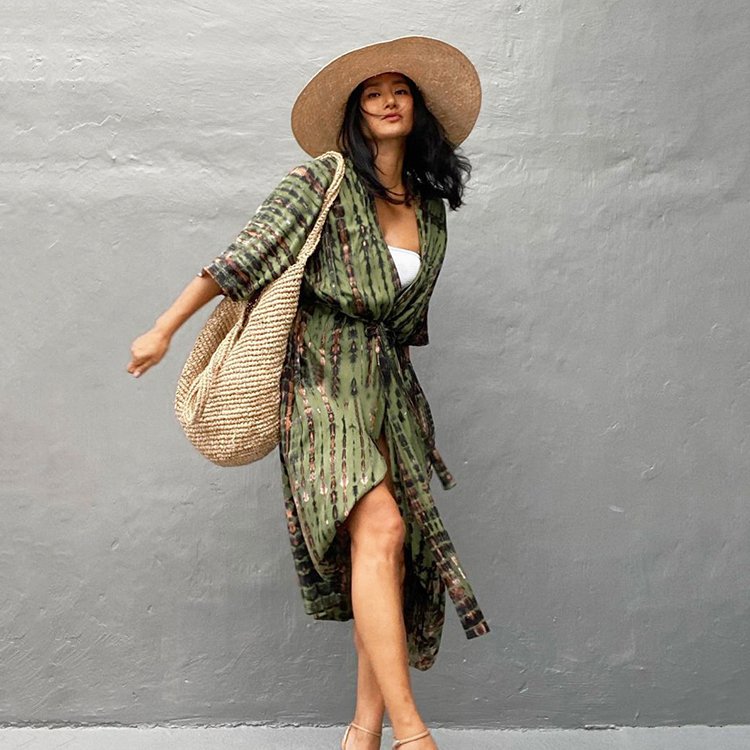 Dresses Women Lady Elegant Party Luxurious Long Beach Cover Ups Rayon Kimono