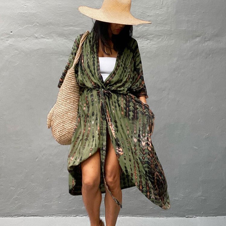 Dresses Women Lady Elegant Party Luxurious Long Beach Cover Ups Rayon Kimono