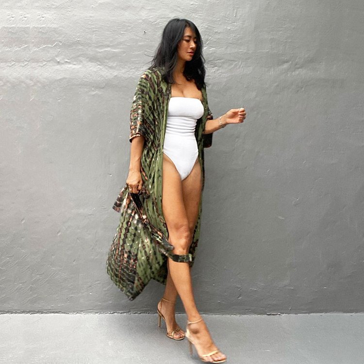 Dresses Women Lady Elegant Party Luxurious Long Beach Cover Ups Rayon Kimono