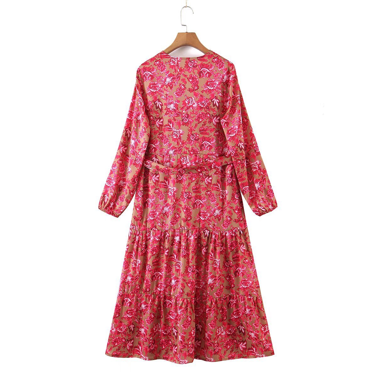 R40581S wholesale fashion women's fashion flower digital print v-neck lace dress
