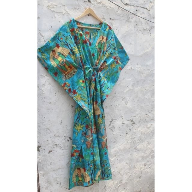 100% COTTON WOMAN'S LONG PARTY WEAR VINTAGE KAFTAN GOWN DRESS