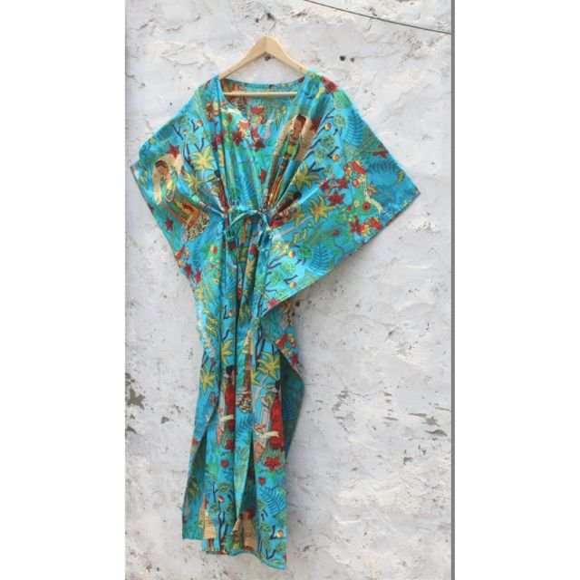 100% COTTON WOMAN'S LONG PARTY WEAR VINTAGE KAFTAN GOWN DRESS