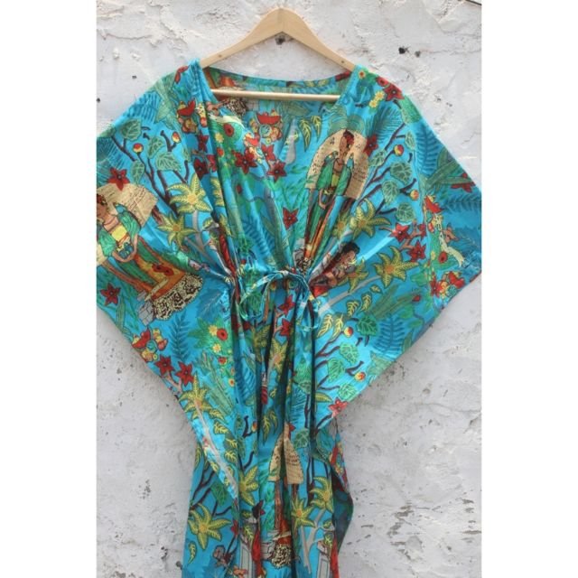 100% COTTON WOMAN'S LONG PARTY WEAR VINTAGE KAFTAN GOWN DRESS