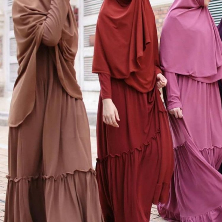 Middle East Pleated Abaya Women Muslim Dress Malaysia Turkey Modest Prayer 2 piece Abaya and khimar set