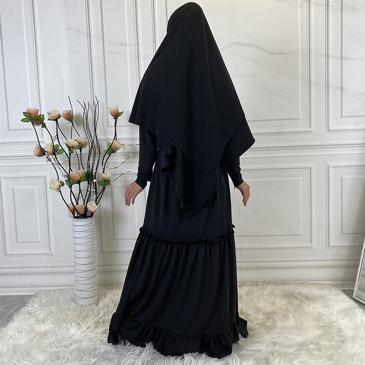 Middle East Pleated Abaya Women Muslim Dress Malaysia Turkey Modest Prayer 2 piece Abaya and khimar set