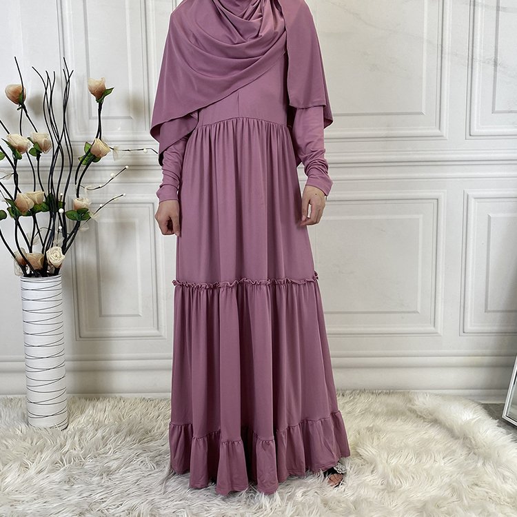 Middle East Pleated Abaya Women Muslim Dress Malaysia Turkey Modest Prayer 2 piece Abaya and khimar set