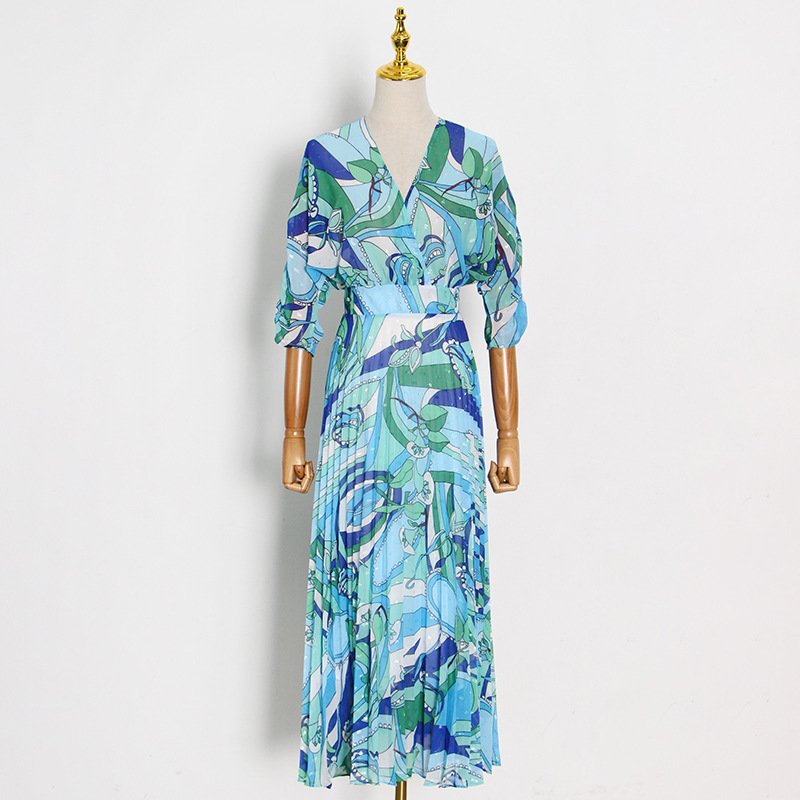 Summer New Girl Fashion Prints Chiffon Dress Princess Dress Customized Boho Ladies Casual Dresses Women