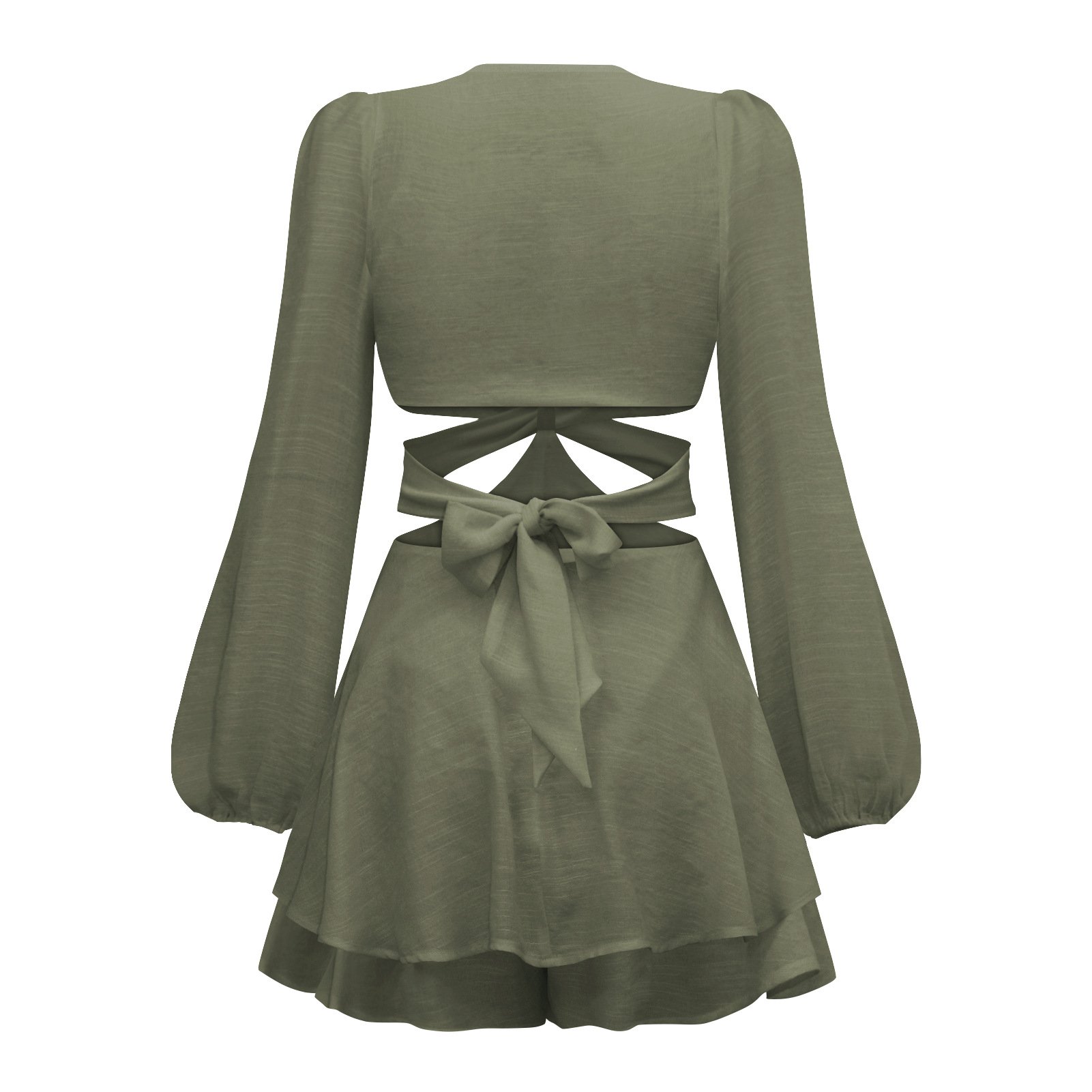 high quality women's long sleeves cut out summer dress linen dresses for women elegant summer casual dresses