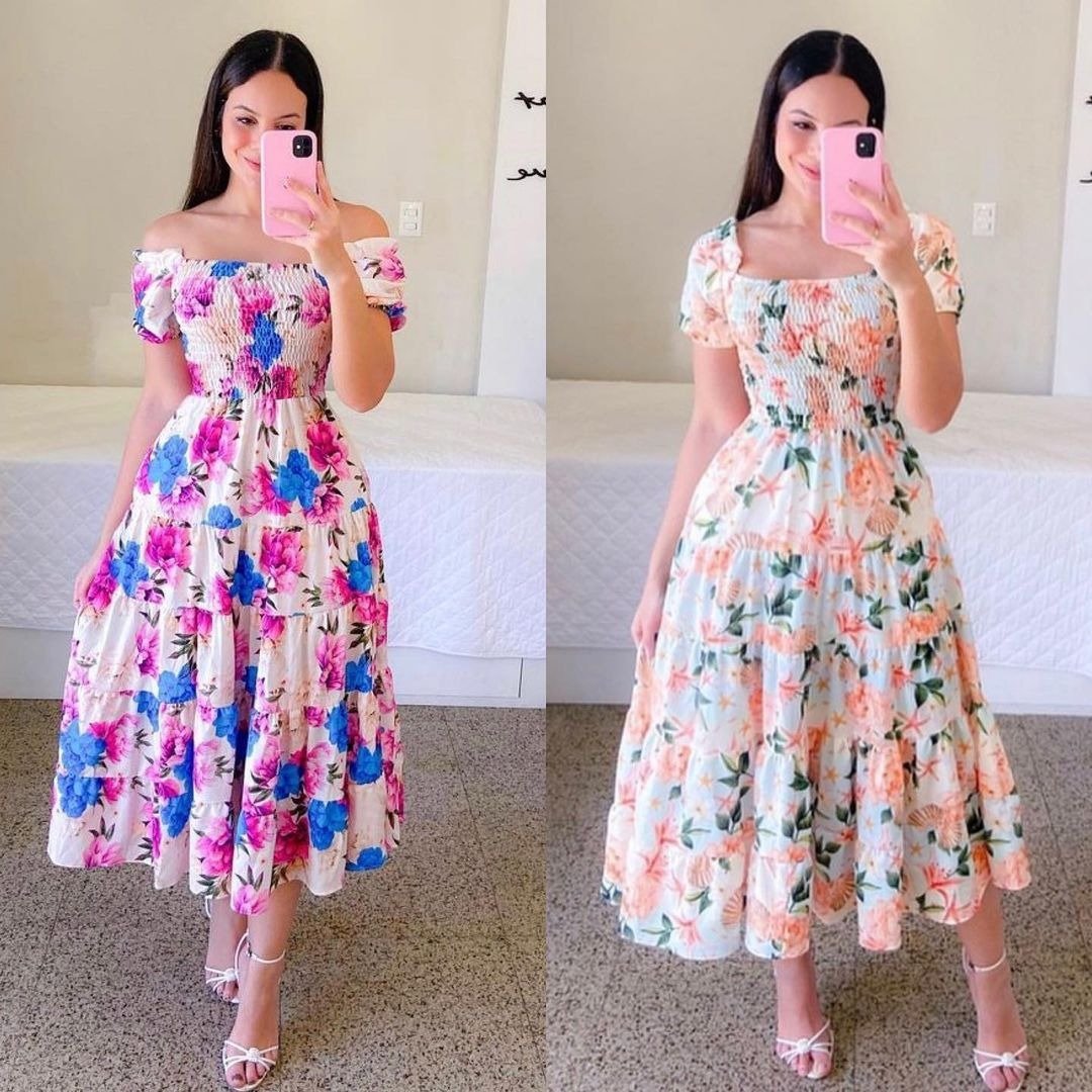 Fashion Ladies Long Summer One-shoulder Floral Dress Women Clothing Casual Dresses Women's Maxi Dresses