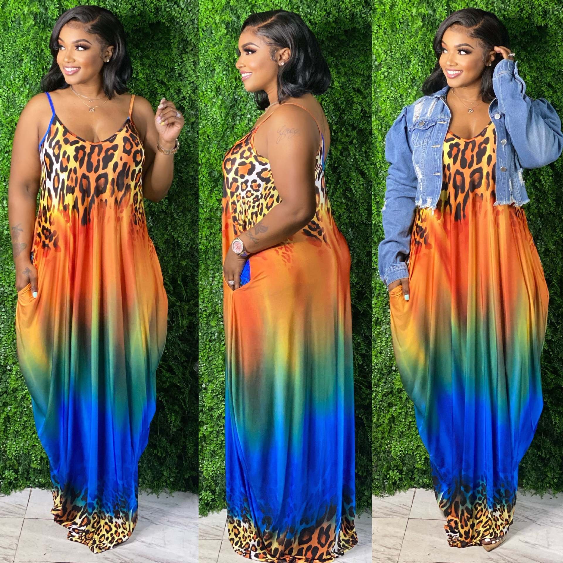 top selling products 2022 new arrivals summer women clothing plus size Tie Dye Colorful Print Sling Loose Dress