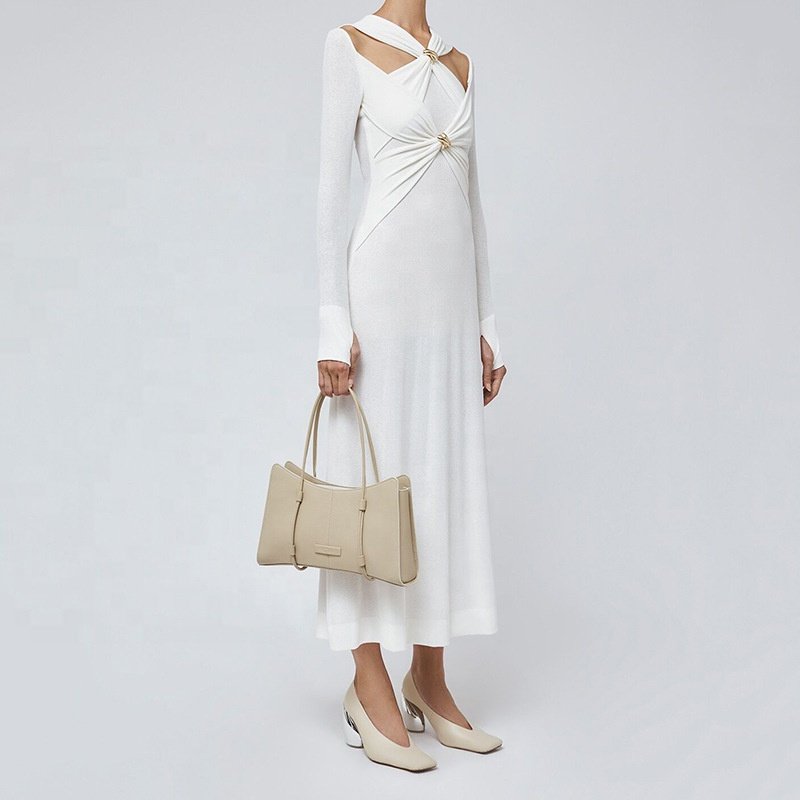 OUDINA New Style Elastic Sexy Slim Knitted Dress Hollow Women Dress Elegant Casual Dresses