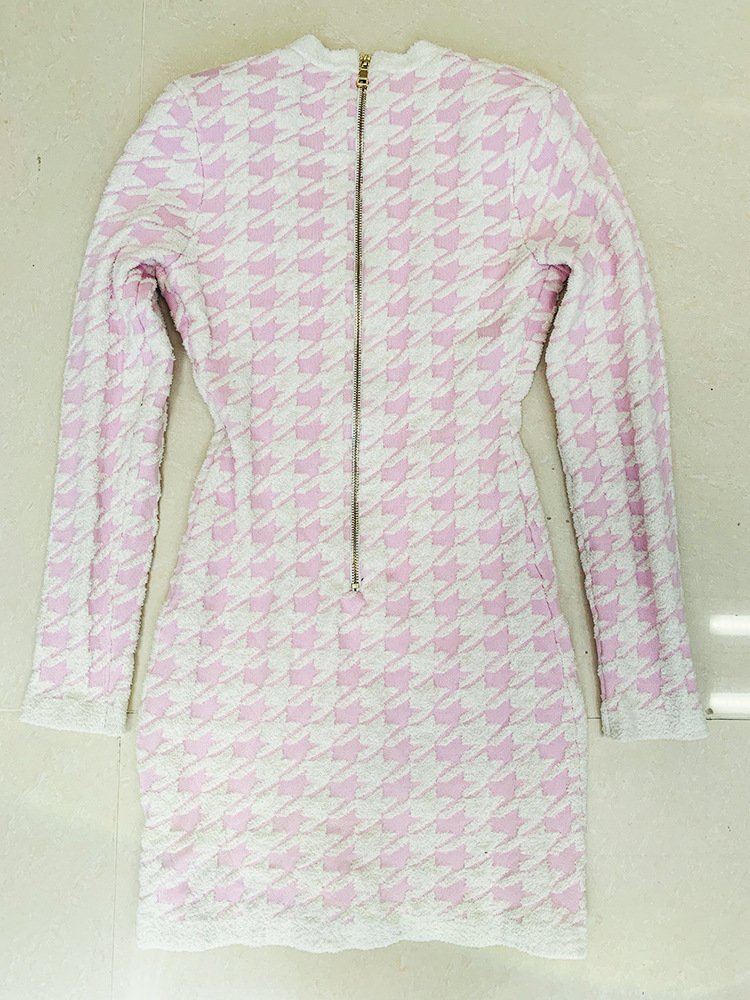 2024 new arrivals office lady dress golden button tweed fabric luxury dress women suit casual dresses