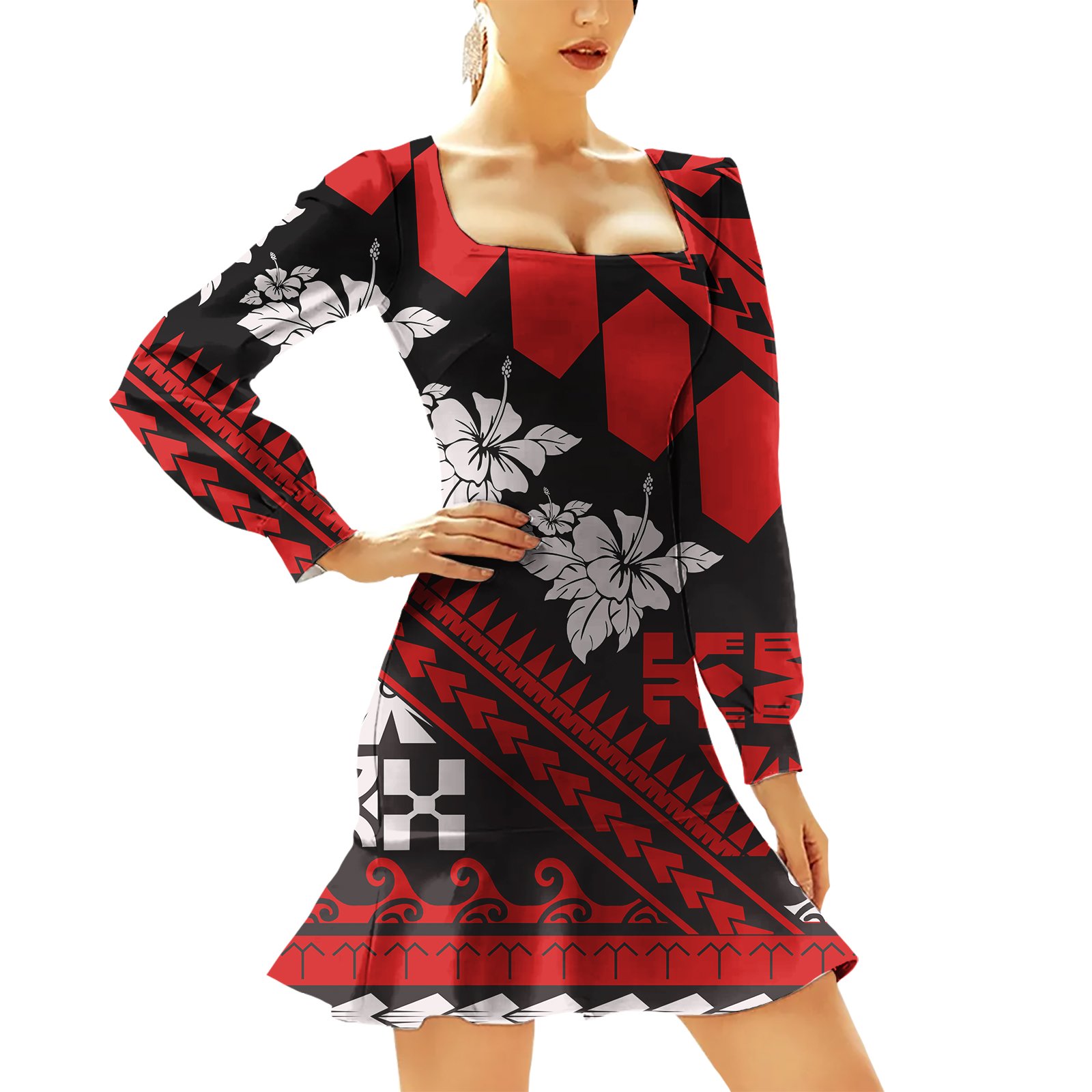 Summer Fashion Hawaiian Dress Pacific Island Printed Casual Samoan Puletasi Mermaid Dresses Polynesian Women Clothing