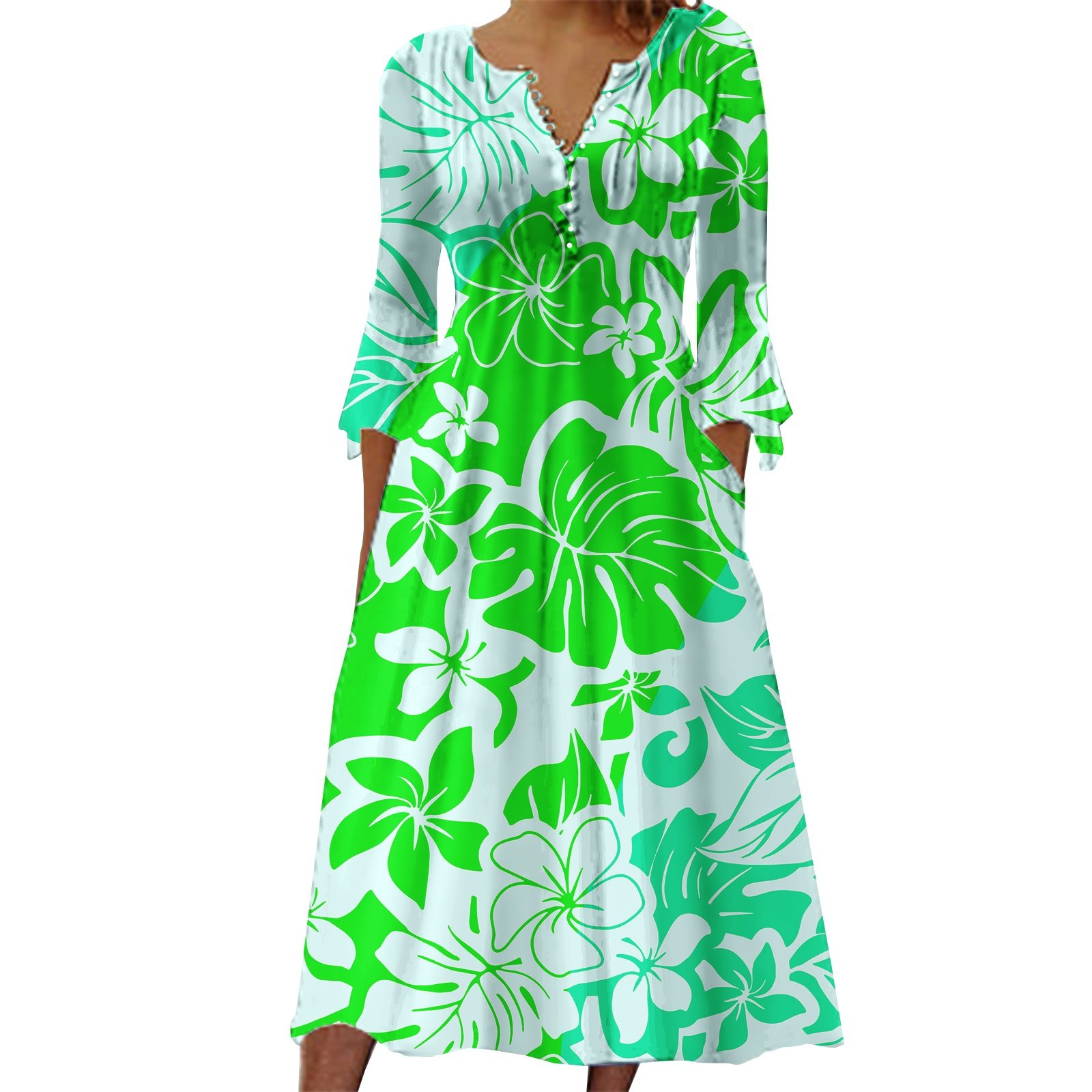 Women'S Clothing Monstera Leaf Tropical Print Casual Dress Hawaii Luxury Design Brand New Summer Polynesian Dresses