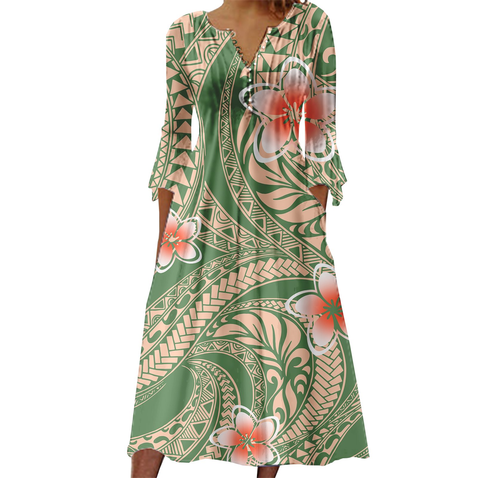 Women'S Clothing Monstera Leaf Tropical Print Casual Dress Hawaii Luxury Design Brand New Summer Polynesian Dresses