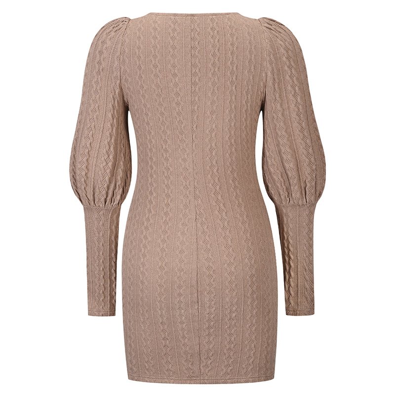 2022 Spring and autumn fashion sexy slim knit dress long sleeve plus size women's hip bottoming dress