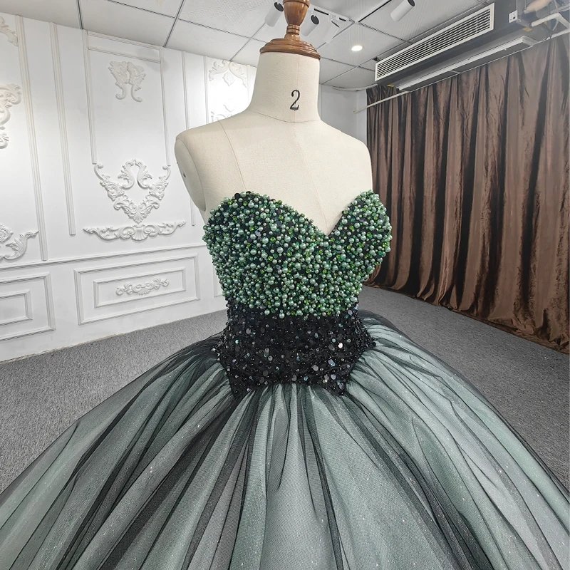 Luxury Black Green Quinceanera Dresses Party Sleeveless Birthday Party Dress