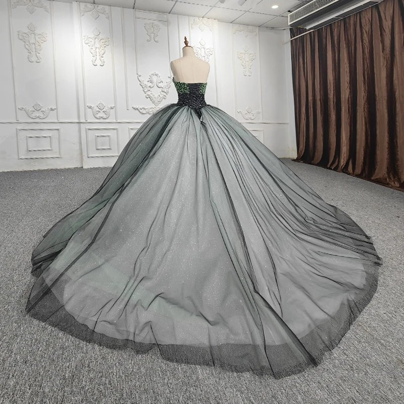 Luxury Black Green Quinceanera Dresses Party Sleeveless Birthday Party Dress